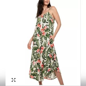 Linea Donatella Green and Pink Floral Swim Coverup